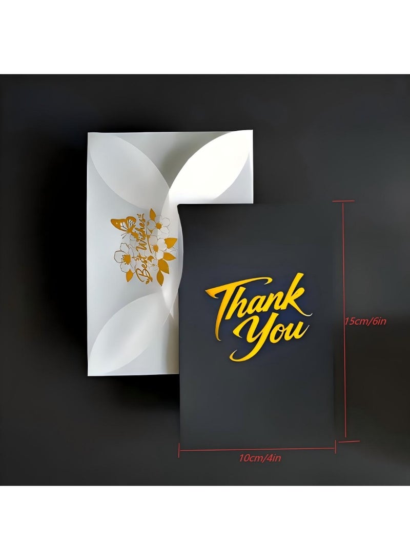 BenQuand Premium Mysterious Black & Gold Foil Thank You Greeting Card Set with Envelope, Stickers - Thank You Card - Postcard ，Perfect Gift for Middle East Celebrations, Business - Image 2